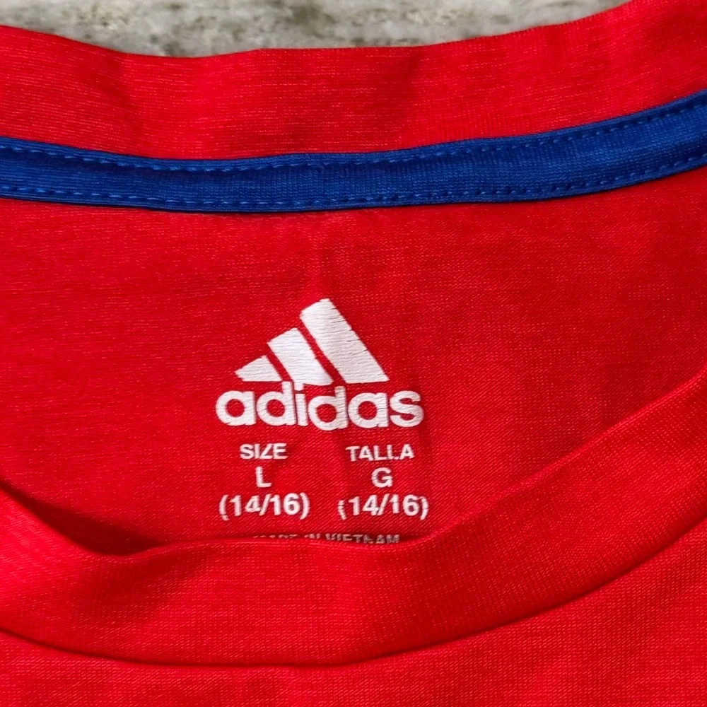 Adidas Kids Red Tee with Blue Logo